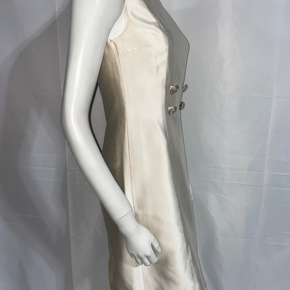 Michael Kors Silk Sleeveless Shift Ivory Dress Embellished Crew Neck Size S - Picture 5 of 8